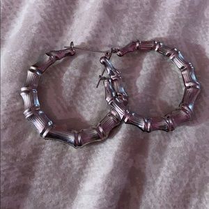 Small silver bamboo hoops